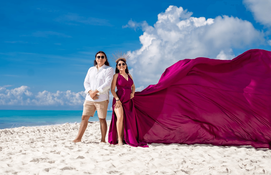 Playa de Cancún durante una luna de miel
